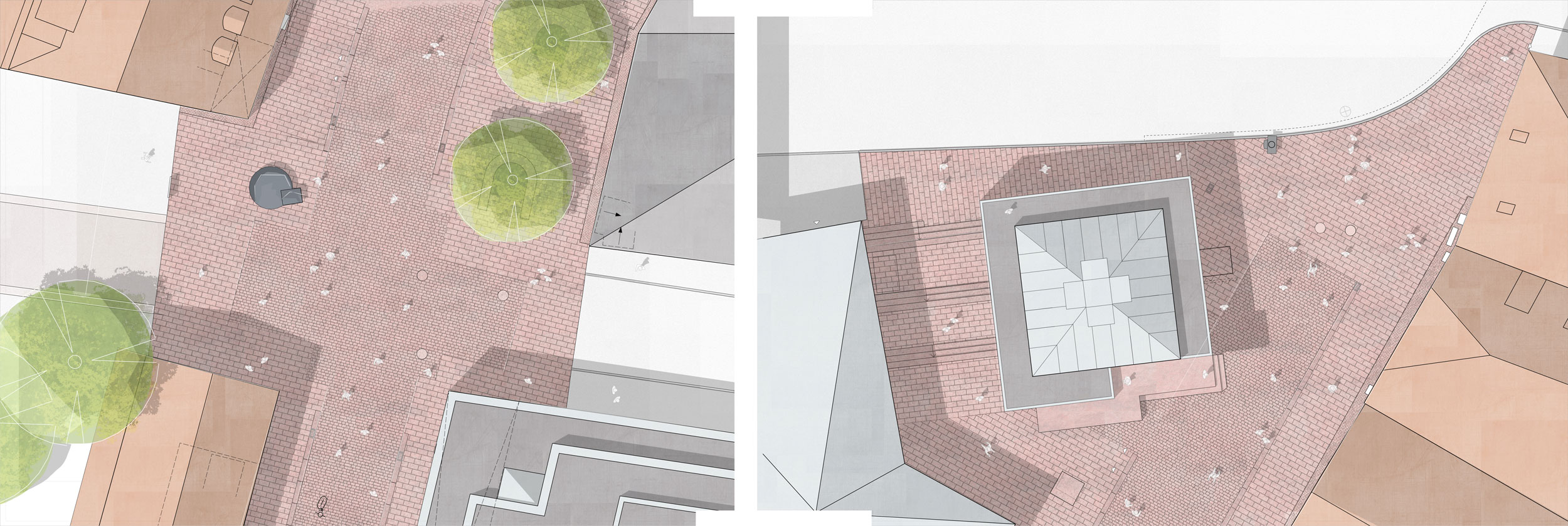 Platzgestaltung und Entwurf von Mobilar für die Fußgängerzone in Lübeck