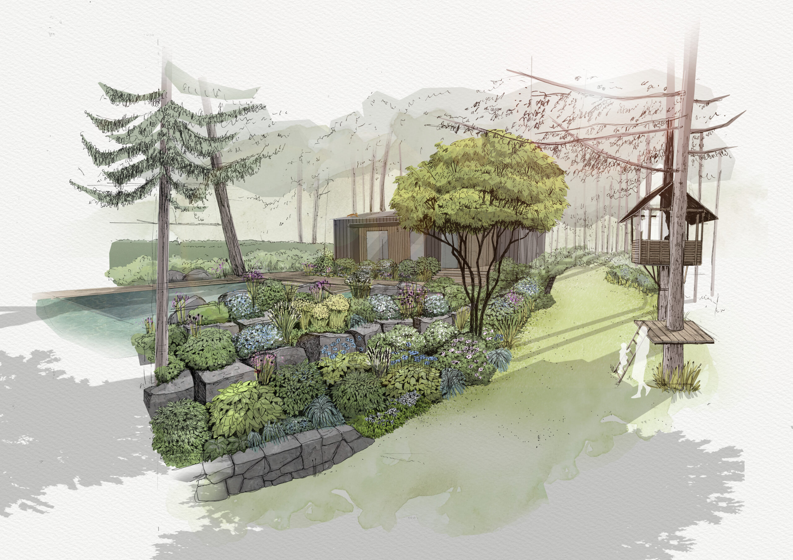 Schwimmteich im Waldgarten